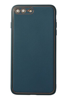 CepteToptan iPhone 7 Plus Kılıf Coco Deri Silikon Kapak - Mavi - DROPX8703-9367