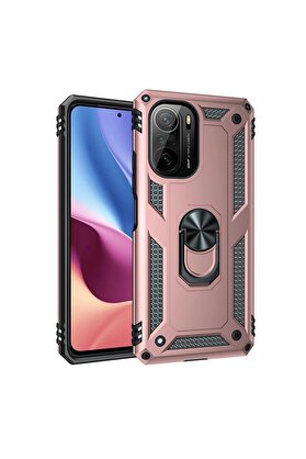 CepteToptan Xiaomi Poco F3 Kılıf Sofya Yüzüklü Silikon Kapak - Rose - DROPX9307-1951