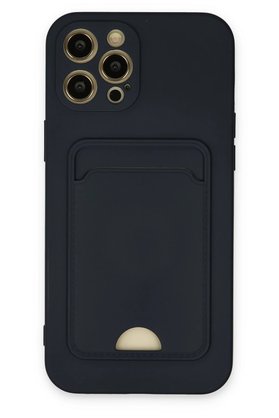 CepteToptan iPhone 12 Pro Max Kılıf Kelvin Kartvizitli Silikon - Lacivert - DROPX5857-1925