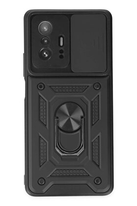 CepteToptan Xiaomi Mi 11T Pro Kılıf Pars Lens Yüzüklü Silikon - Siyah - DROPX5722-8361