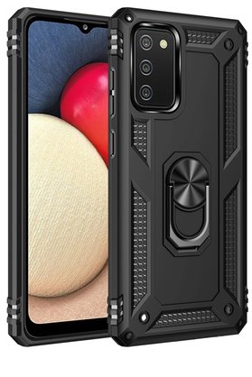 CepteToptan Samsung Galaxy A03S Kılıf Sofya Yüzüklü Silikon Kapak - Siyah - DROPX9408-2937