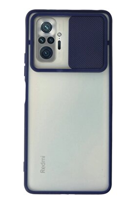 CepteToptan Xiaomi Redmi Note 10 Pro Kılıf Palm Buzlu Kamera Sürgülü Silikon - Lacivert - DROPX6714-2732