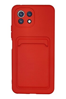 CepteToptan Xiaomi Mİ 11 Lite Kılıf Kelvin Kartvizitli Silikon - Kırmızı - DROPX8917-8540