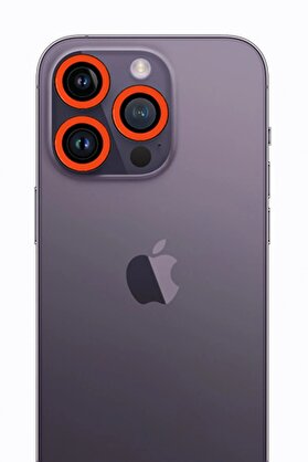 CepteToptan iPhone 12 Pro Neon Fosforlu Kamera Lens - Turuncu - DROPX4354-2415