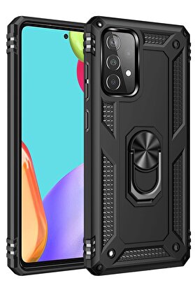 CepteToptan Samsung Galaxy A52 Kılıf Sofya Yüzüklü Silikon Kapak - Siyah - DROPX5007-8389