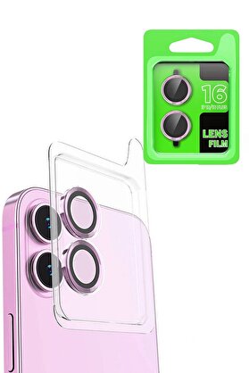 CepteToptan iPhone 16 Plus Raze Metal Kamera Lens - Pembe - DROPX1334-5807