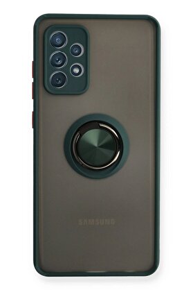 CepteToptan Samsung Galaxy A72 Kılıf Montreal Yüzüklü Silikon Kapak - Yeşil - DROPX1110-3776