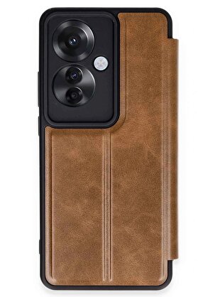 CepteToptan Oppo Reno 11F Kılıf Flip Cover - Taba - DROPX6598-4831