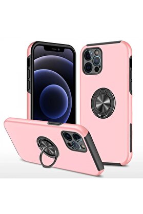 CepteToptan iPhone 12 Pro Kılıf Elit Yüzüklü Kapak - Pembe - DROPX3196-5772