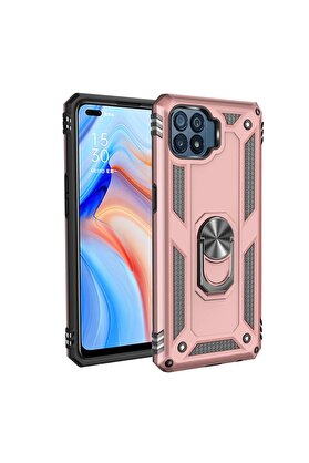 CepteToptan Oppo Reno 4 Lite Kılıf Sofya Yüzüklü Silikon Kapak - Rose - DROPX3052-7666
