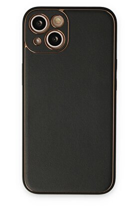 CepteToptan iPhone 14 Kılıf Coco Deri Silikon Kapak - Siyah - DROPX5584-3209
