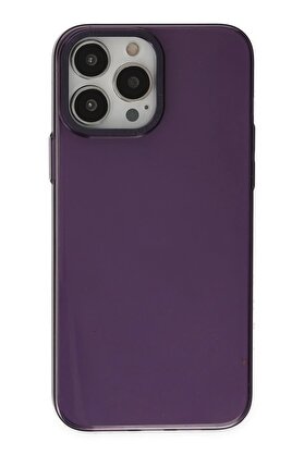CepteToptan iPhone 13 Pro Max Kılıf Anka PC Sert Metal Kapak - Mor - DROPX2949-9377