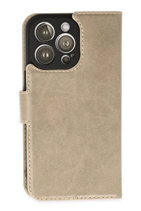 CepteToptan iPhone 14 Pro Max Kılıf Trend S Plus Kapaklı Kılıf - Gold - DROPX3089-4345
