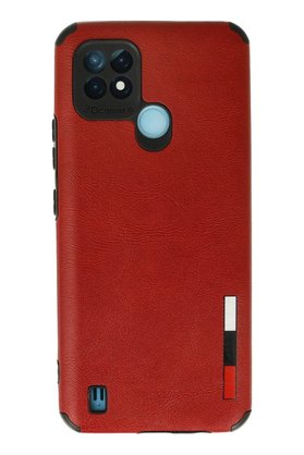 CepteToptan Realme C21 Kılıf Loop Deri Silikon - Kırmızı - DROPX3436-5919