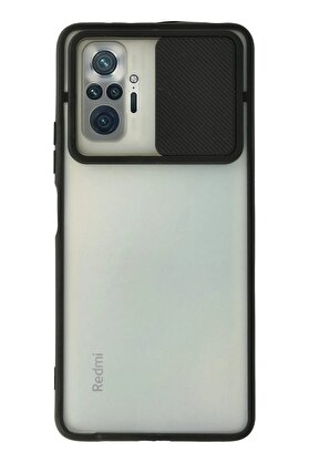 CepteToptan Xiaomi Redmi Note 10 Pro Kılıf Palm Buzlu Kamera Sürgülü Silikon - Siyah - DROPX4862-9198