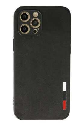 CepteToptan iPhone 12 Pro Max Kılıf Loop Deri Silikon - Siyah - DROPX5594-1453