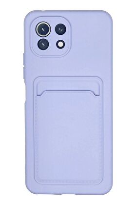 CepteToptan Xiaomi Mi 11 Kılıf Kelvin Kartvizitli Silikon - Lila - DROPX4696-2642