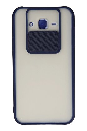 CepteToptan Samsung Galaxy J7 Kılıf Palm Buzlu Kamera Sürgülü Silikon - Lacivert - DROPX8096-7496
