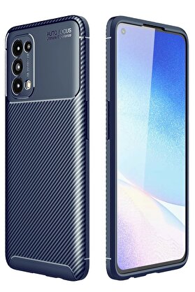 CepteToptan Oppo Reno 5 Kılıf Auto Focus Karbon Kapak - Lacivert - DROPX7532-7523
