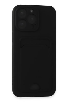 CepteToptan iPhone 15 Pro Kılıf Kelvin Kartvizitli Silikon - Siyah - DROPX1358-6454