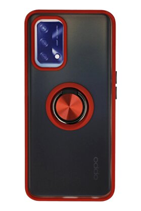 CepteToptan Oppo A74 4G Kılıf Montreal Yüzüklü Silikon Kapak - Kırmızı - DROPX5236-8556