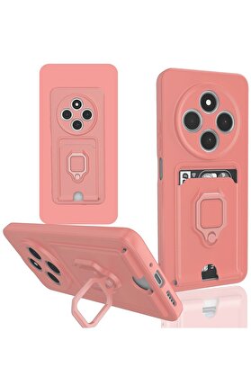 CepteToptan Xiaomi Redmi 14C Kılıf Zuma Kartvizitli Yüzüklü Silikon - Pembe - DROPX8985-5816