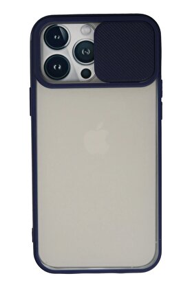 CepteToptan iPhone 13 Pro Max Kılıf Palm Buzlu Kamera Sürgülü Silikon - Lacivert - DROPX3666-5491