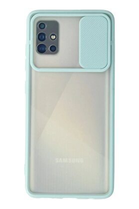 CepteToptan Samsung Galaxy A71 Kılıf Palm Buzlu Kamera Sürgülü Silikon - Turkuaz - DROPX6348-7716