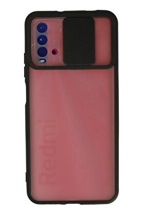 CepteToptan Xiaomi Redmi 9T Kılıf Palm Buzlu Kamera Sürgülü Silikon - Siyah - DROPX1905-9721