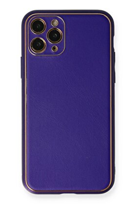CepteToptan iPhone 11 Pro Kılıf Coco Deri Silikon Kapak - Mor - DROPX7417-7522