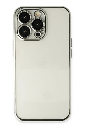 CepteToptan iPhone 14 Pro Max Kılıf Lensli Silikon - Gümüş - DROPX5804-7818