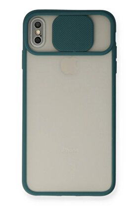 CepteToptan iPhone X Kılıf Palm Buzlu Kamera Sürgülü Silikon - Yeşil - DROPX3295-7622