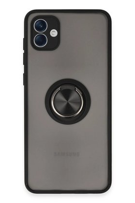 CepteToptan Samsung Galaxy A04 Kılıf Montreal Yüzüklü Silikon Kapak - Siyah - BRH024453-7275