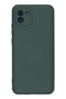 CepteToptan Samsung Galaxy A03 Kılıf Nano içi Kadife Silikon - Koyu Yeşil - DROPX2161-1673