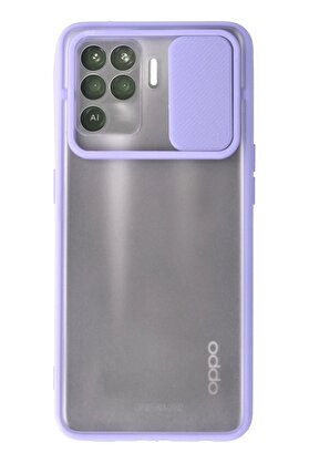 CepteToptan Oppo Reno 5 Lite Kılıf Palm Buzlu Kamera Sürgülü Silikon - Lila - DROPX1263-5063
