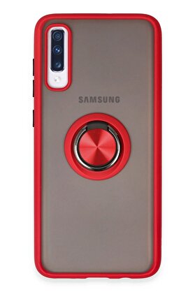 CepteToptan Samsung Galaxy A70 Kılıf Montreal Yüzüklü Silikon Kapak - Kırmızı - DROPX7187-1042