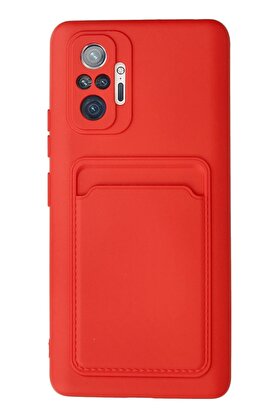 CepteToptan Xiaomi Redmi Note 10 Pro Kılıf Kelvin Kartvizitli Silikon - Kırmızı - DROPX4717-9465