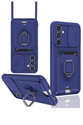 CepteToptan Samsung Galaxy A36 Kılıf Zuma Kartvizitli Yüzüklü Silikon - Lacivert - DROPX7012-6574
