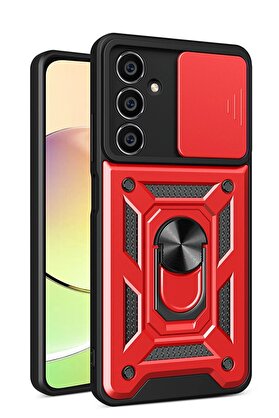 CepteToptan Samsung Galaxy A05 Kılıf Pars Lens Yüzüklü Silikon - Kırmızı - DROPX5609-1637