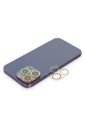 CepteToptan iPhone 12 Pro Renkli Kamera Lens Koruma Cam - Sarı-Turuncu - DROPX8243-4958