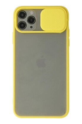 CepteToptan iPhone 11 Pro Max Kılıf Palm Buzlu Kamera Sürgülü Silikon - Sarı - DROPX2251-6970