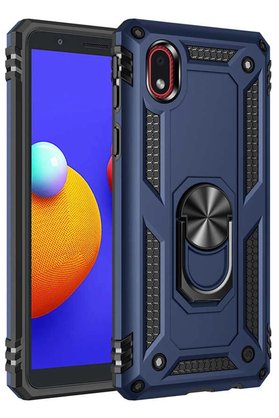 CepteToptan Samsung Galaxy A01 Core Kılıf Sofya Yüzüklü Silikon Kapak - Lacivert - DROPX6003-1039