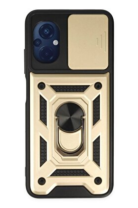 CepteToptan Xiaomi Poco M5 Kılıf Pars Lens Yüzüklü Silikon - Gold - DROPX1762-3796