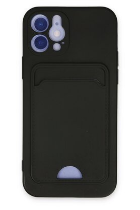 CepteToptan iPhone 12 Kılıf Kelvin Kartvizitli Silikon - Siyah - DROPX9133-3895