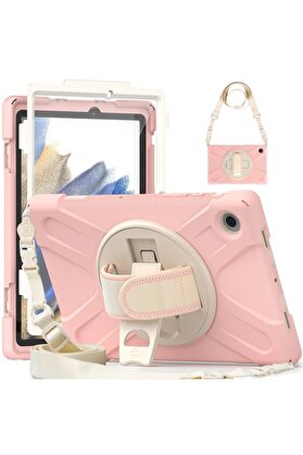CepteToptan Samsung Galaxy X200 Tab A8 10.5 Kılıf Amazing Tablet Kapak - Pembe - DROPX6891-3596