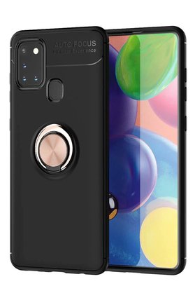CepteToptan Samsung Galaxy M31 Kılıf Range Yüzüklü Silikon - Siyah-Gold - DROPX6128-2958