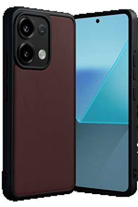 CepteToptan Xiaomi Redmi Note 13 4G Kılıf Aras Deri Kapak - Bordo - DROPX8876-8164