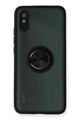 CepteToptan Xiaomi Redmi 9A Kılıf Montreal Yüzüklü Silikon Kapak - Siyah - DROPX6768-9370