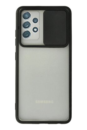 CepteToptan Samsung Galaxy A52 Kılıf Palm Buzlu Kamera Sürgülü Silikon - Siyah - DROPX3742-8337
