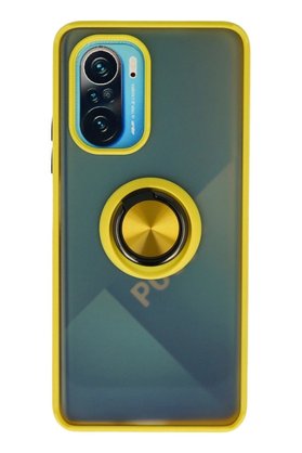 CepteToptan Xiaomi Redmi K40 Kılıf Montreal Yüzüklü Silikon Kapak - Sarı - DROPX2563-1187